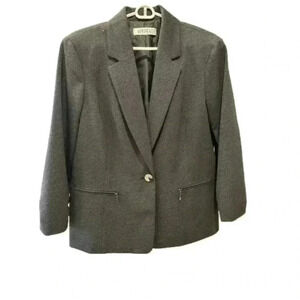 Kasper Blazer charcoal gray in size M.  Roached sleeves, zipper pockets‌‌‌‌